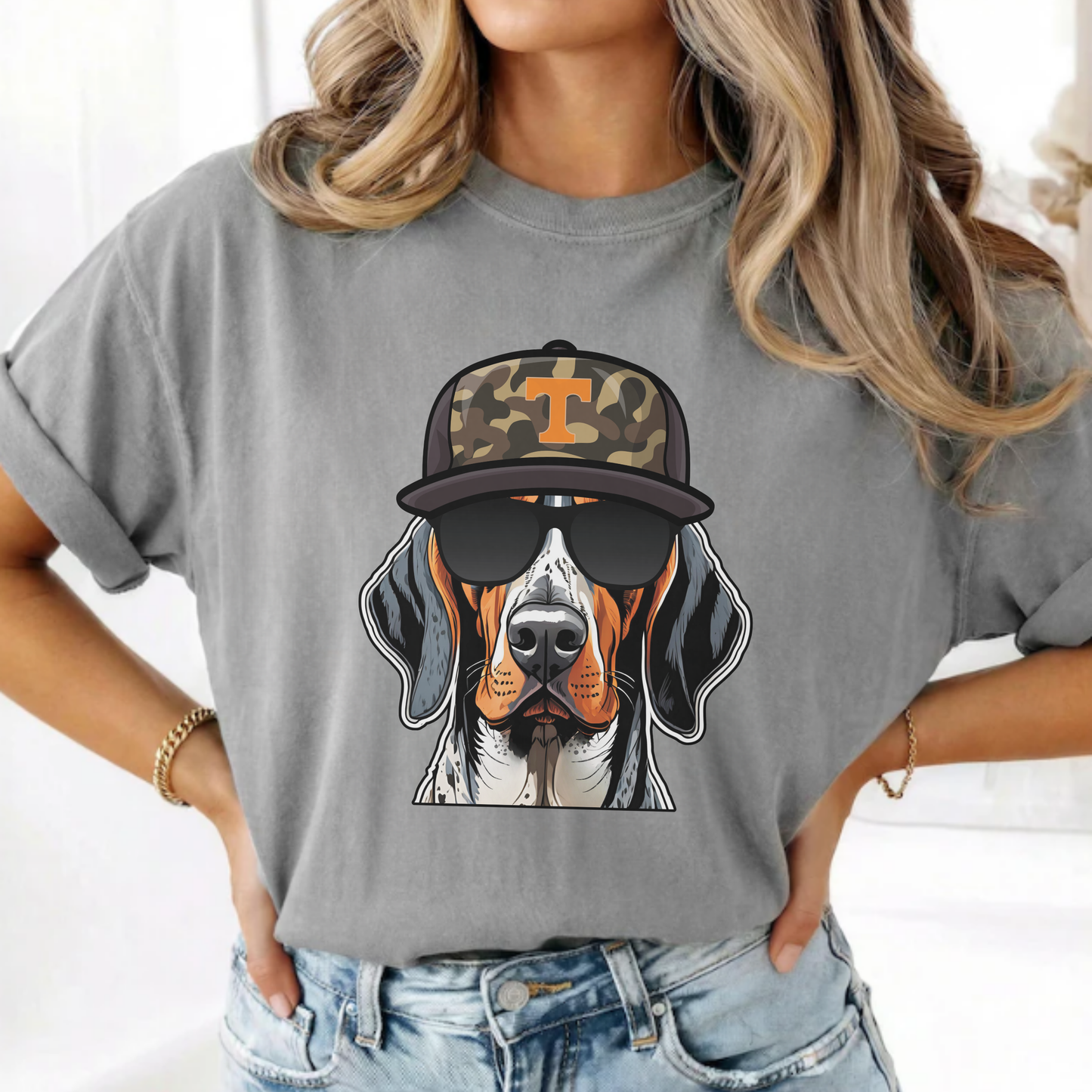 Camo Tennessee Vols Dog Tee | Smokey Mascot Shirt | Vintage UT Football Graphic Tee | Orange Game Day Shirt | Unisex Vols Apparel