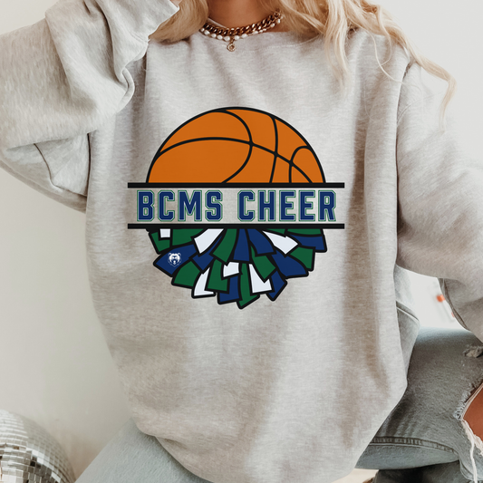 "BCMS Cheer Half Pom" Crewneck