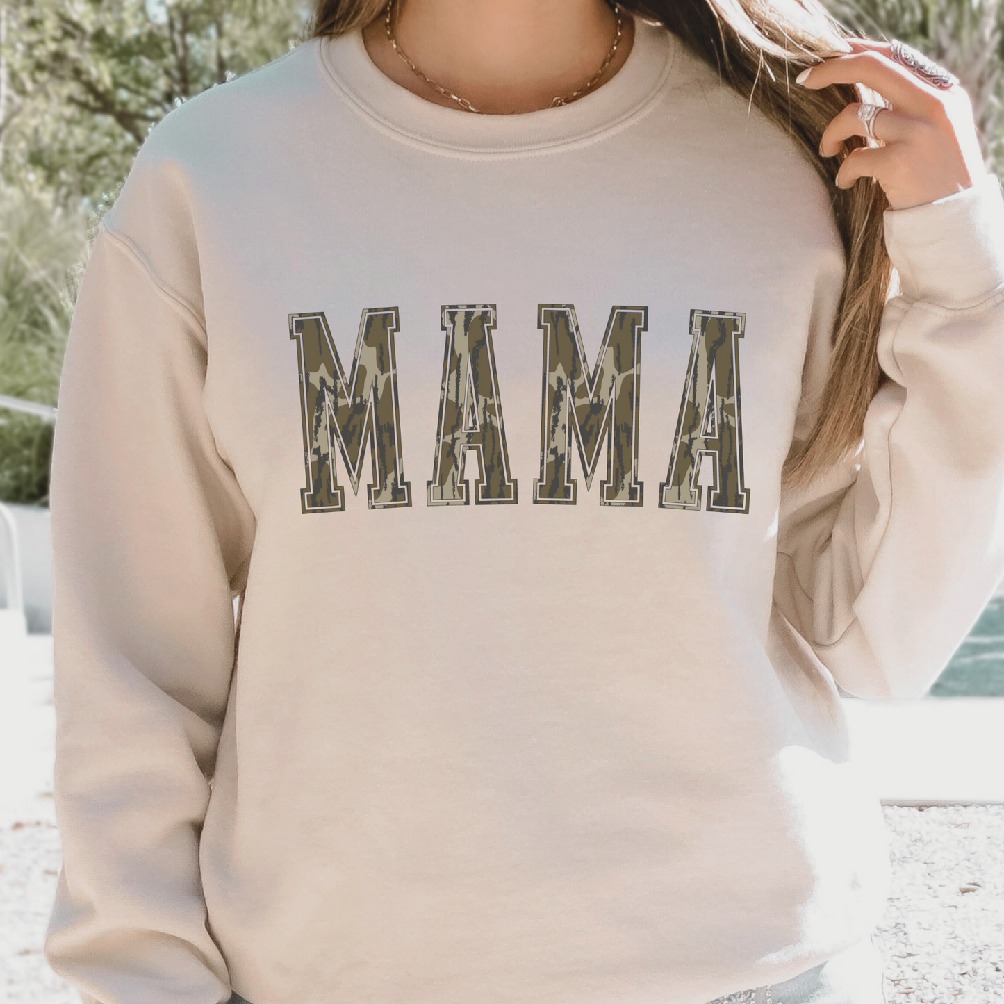 Vintage Camo Mama Crewneck Sweatshirt