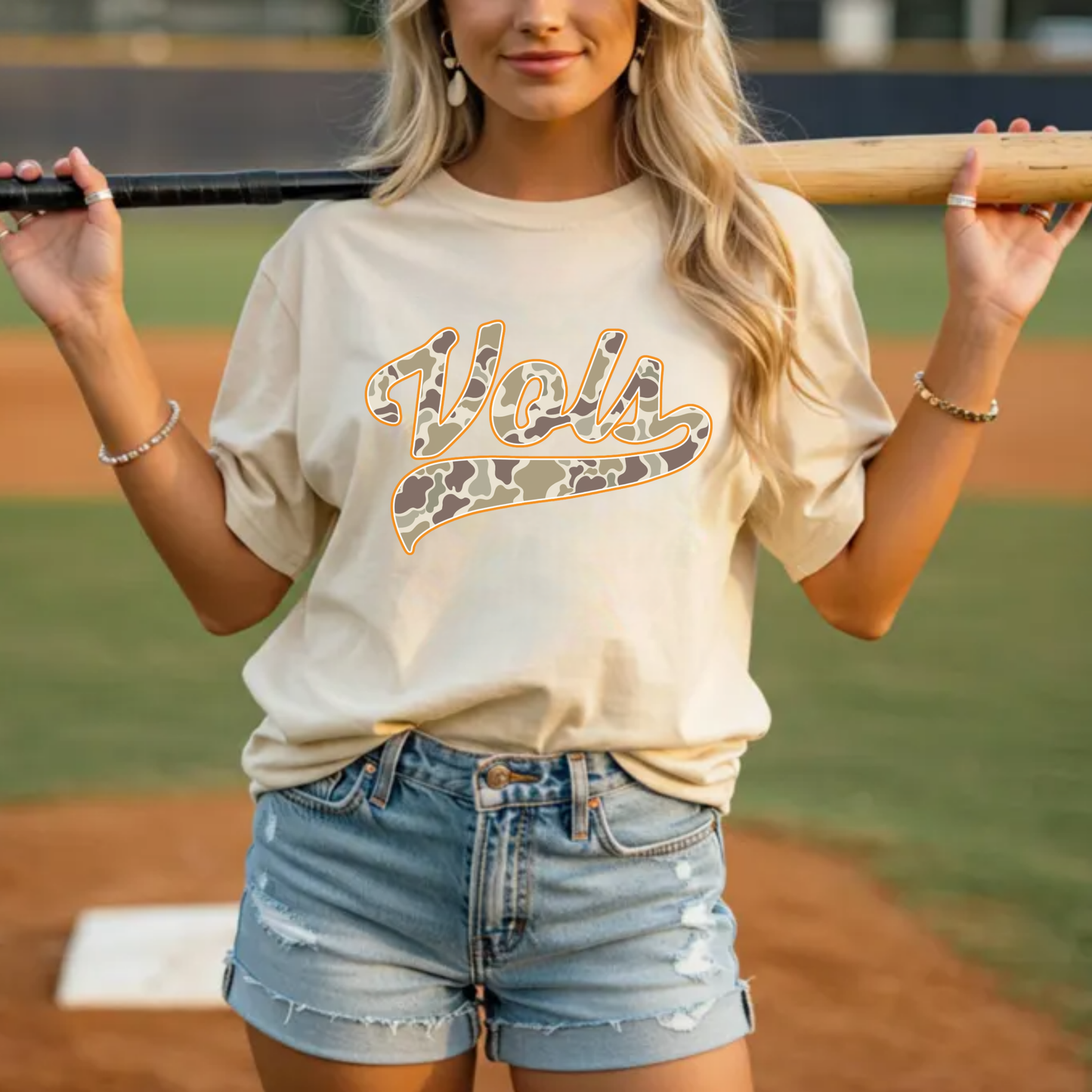 Vintage Vols Camo Script Tee | Tennessee Football Shirt | Retro UT Game Day Tee | Duck Camo Graphic Shirt | Unisex Vols Apparel