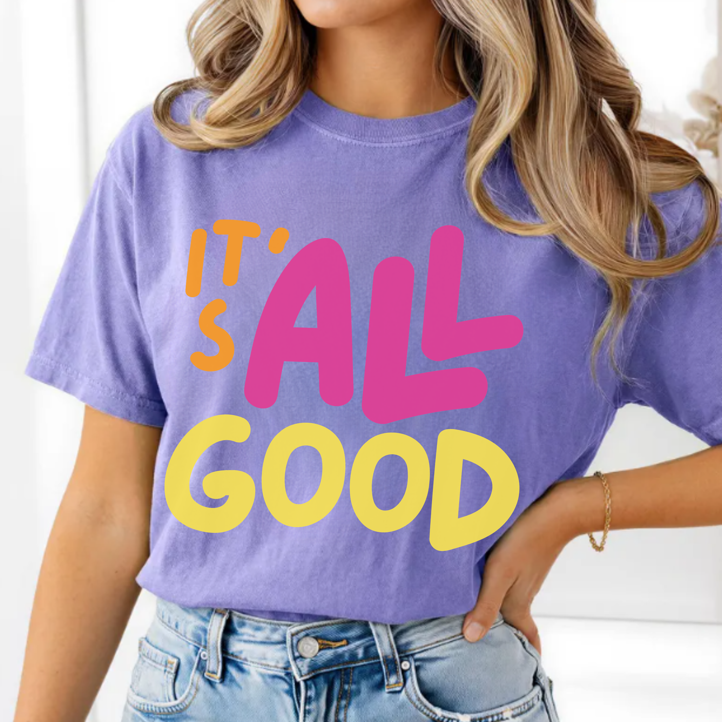 It’s All Good Tee | Positive Graphic Shirt | Retro Colorful T-Shirt | Comfort Colors Vintage Tee | Uplifting Oversized Shirt