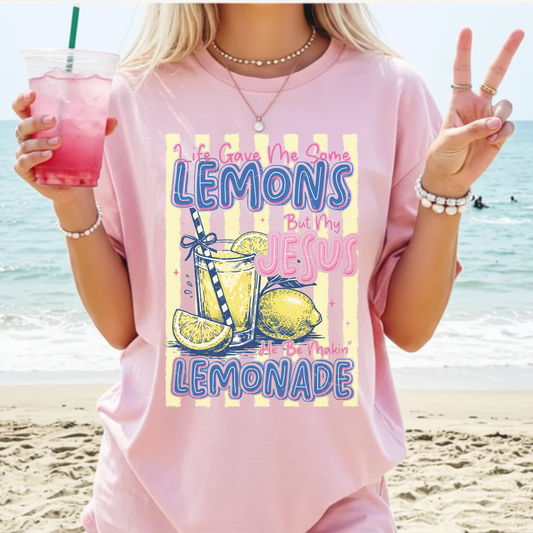 When Life Gives You Lemons Jesus Makes Lemonade Tee | Christian Graphic Shirt | Faith-Based Summer T-Shirt | Cute Inspirational Tee | Comfort Colors Shirt