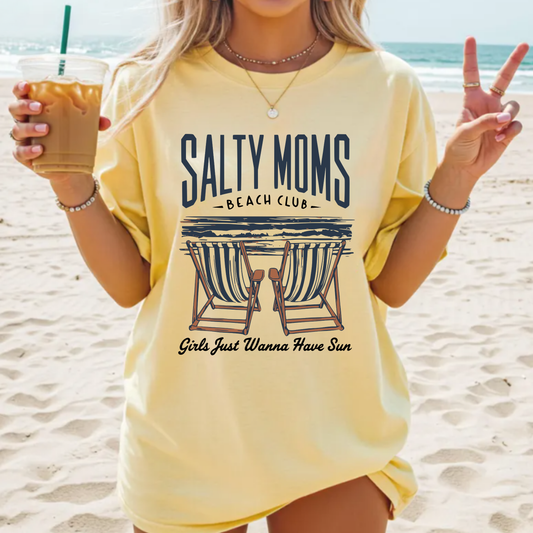 Salty Moms Beach Club Tee | Vintage Beach Graphic Shirt | Coastal Summer Tee | Comfort Colors Graphic Tee | Beach Lover Gift