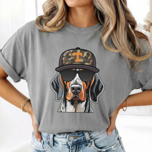 Camo Tennessee Vols Dog Tee | Smokey Mascot Shirt | Vintage UT Football Graphic Tee | Orange Game Day Shirt | Unisex Vols Apparel
