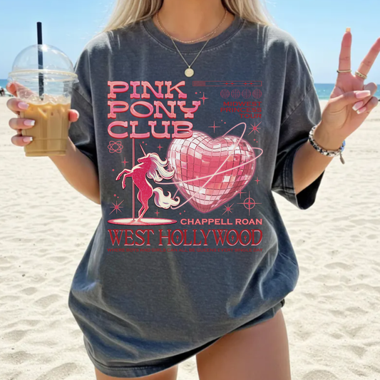 Pink Pony Club Tee | Coquette Western Graphic Shirt | Retro Cowgirl Aesthetic Tee | Cute Trendy Graphic T-Shirt | Oversized Vintage Tee
