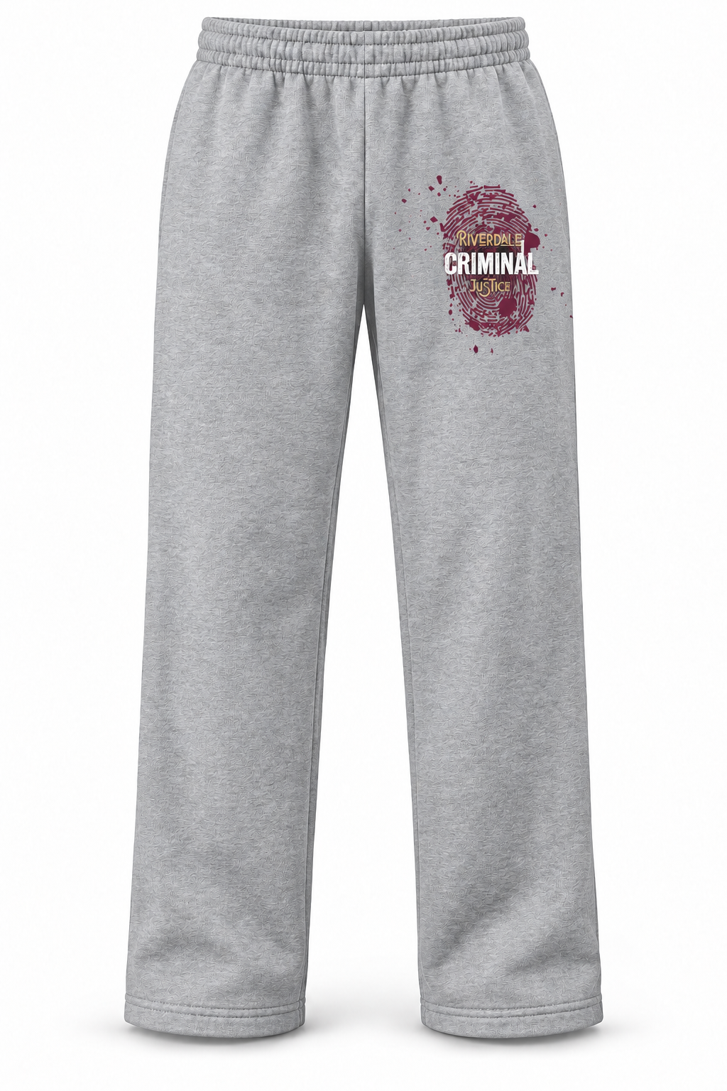 Sport Grey Criminal Justice open-bottom sweatpants with left-thigh logo